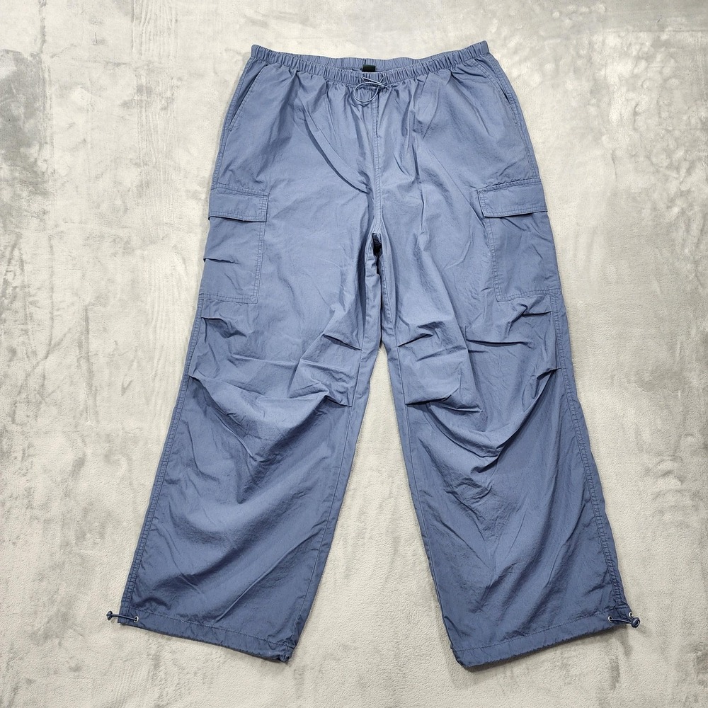Wild Fable Pants Womens XXL Blue Cargo Parachute Drawstring Elastic Waist Casual